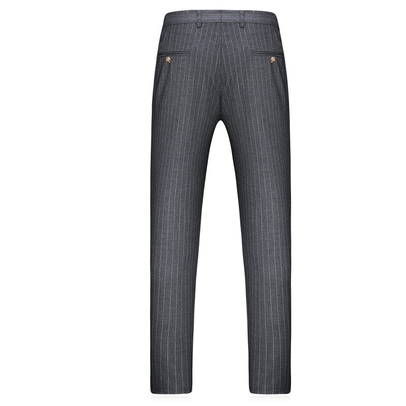 Men's Gray Fine-Stripe Double-Breasted Three-Piece Suit