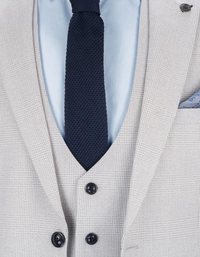 White Checkered 3-Piece Suit for Men – Elegant Wedding & Party Outfit