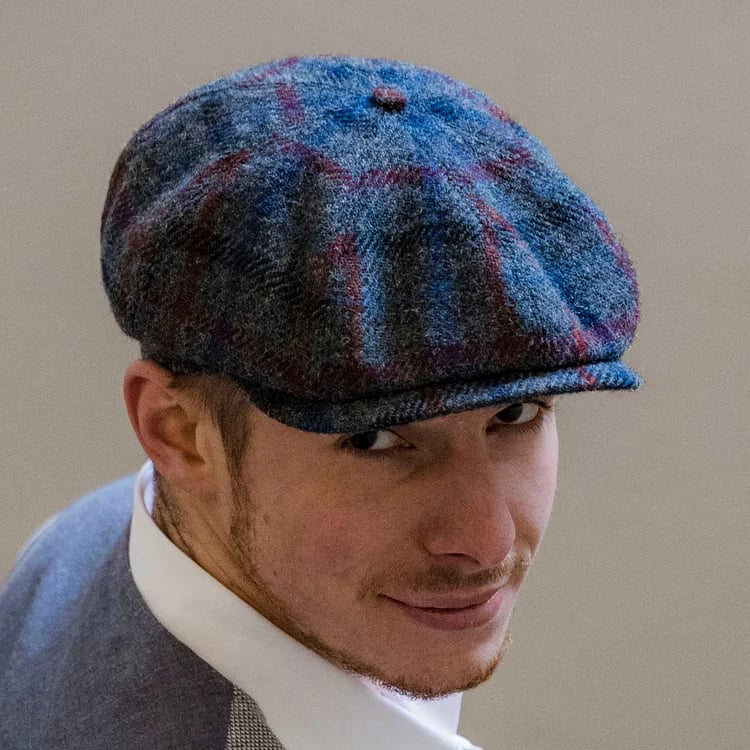 PEAKED CAPS SHELBY - HARRIS TWEED Genuine Scottish Harris Tweed 8 Panels Man Cap
