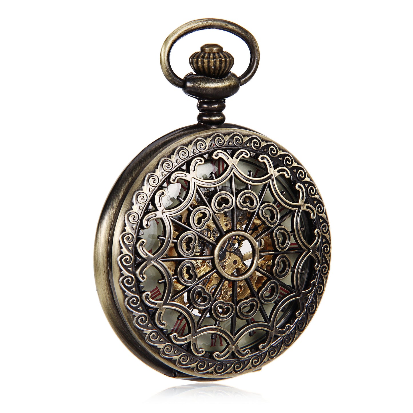 Vermilion Bronze - Skeletonized Roman Numeral Pocket Watch