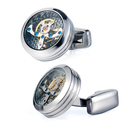 Tourbillon Cufflinks Movement Gear Cufflinks-Small cufflinks with moving movement