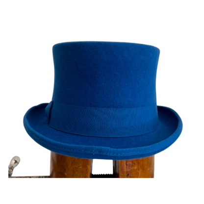 Chapeau haut-de-forme en feutre de laine bleu roi