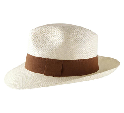 Chapeau Panama Classique Fait Main en Paille Large de 5 mm - Naturel