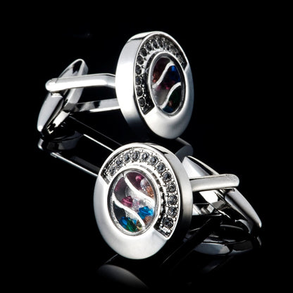 Round colored rhinestone cufflinks