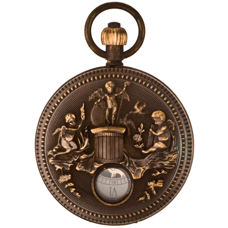 Antique Men's Commemorative Pure Copper Collectible Mechanical Pocket Watch Double Opening Design Bronze