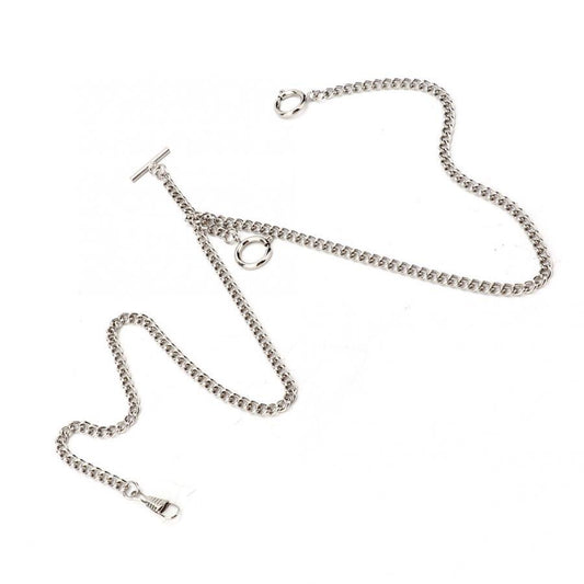 Double Albert Pocket Watch Chain Silver