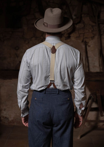 Classic Trouser - Navy Fleck Hopsack