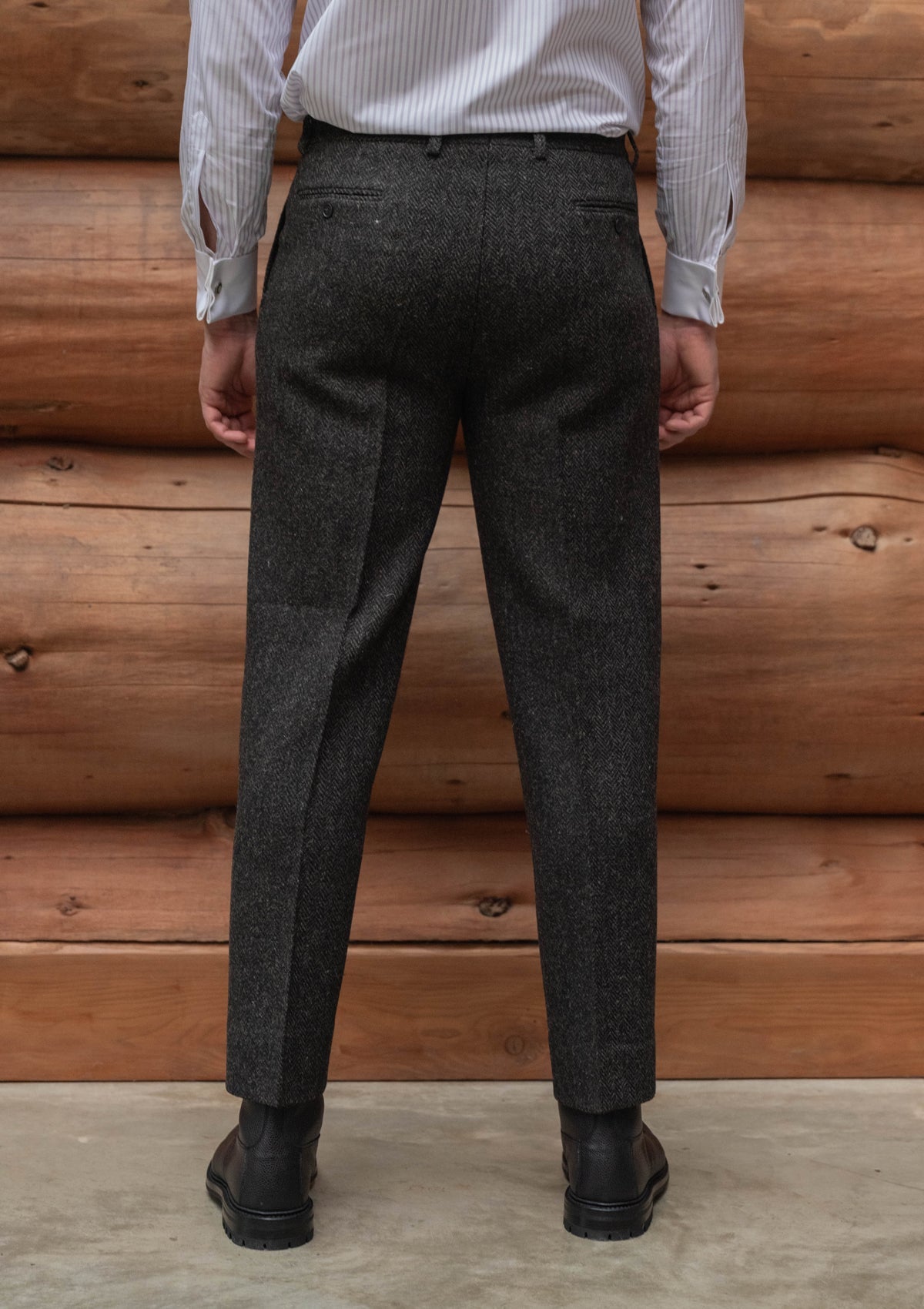 Authentic Scottish tweed Classic Trouser - Charcoal Herringbone