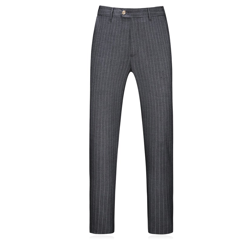 Men's Gray Fine-Stripe Double-Breasted Three-Piece Suit
