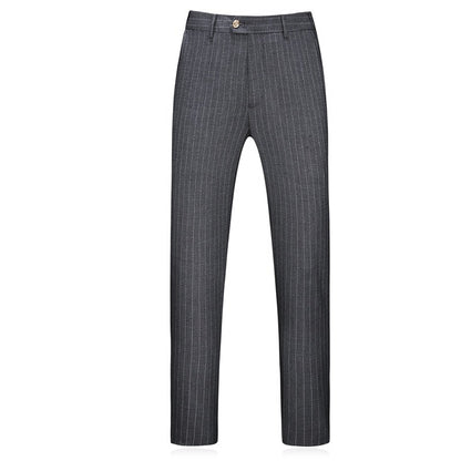 Men's Gray Fine-Stripe Double-Breasted Three-Piece Suit