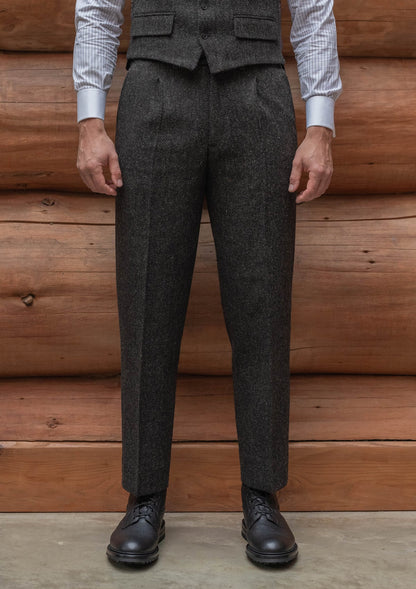 Authentic Scottish tweed Classic Trouser - Charcoal Herringbone