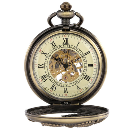 Vintage Bronze Dragon Mechanical Pocket Watch