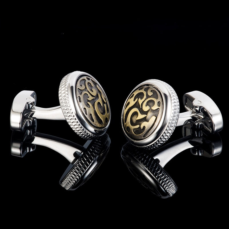 Vintage European Engraved Metal Cufflinks