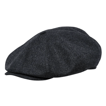 Genuine Scottish Harris Tweed 8 Panels Man Cap Black Grey