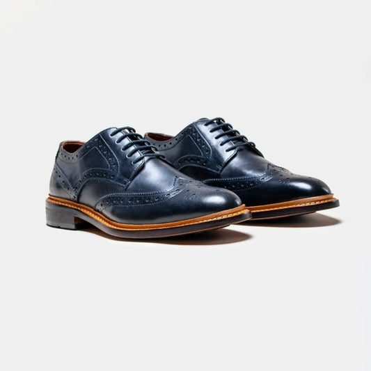 Premium Navy Oxford Dress Shoes – Merton Wingtip Brogues for Formal & Wedding Style