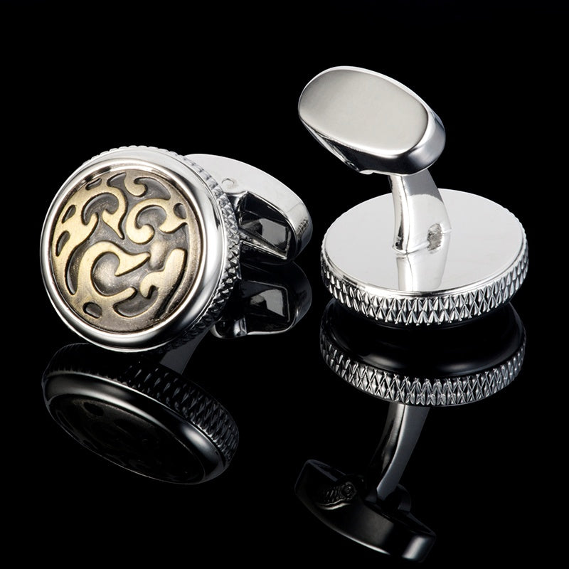 Vintage European Engraved Metal Cufflinks