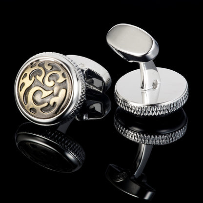 Vintage European Engraved Metal Cufflinks