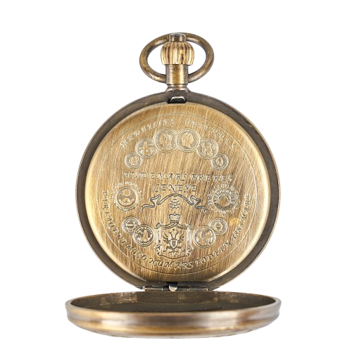 Antique Men's Commemorative Pure Copper Collectible Mechanical Pocket Watch Double Opening Design Bronze