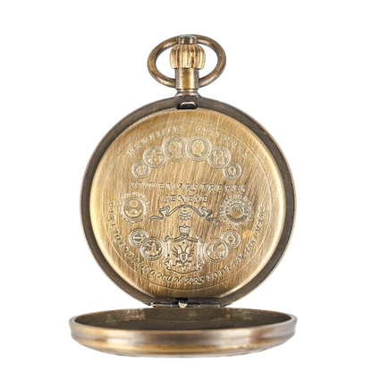 Antique Men's Commemorative Pure Copper Collectible Mechanical Pocket Watch Double Opening Design Bronze