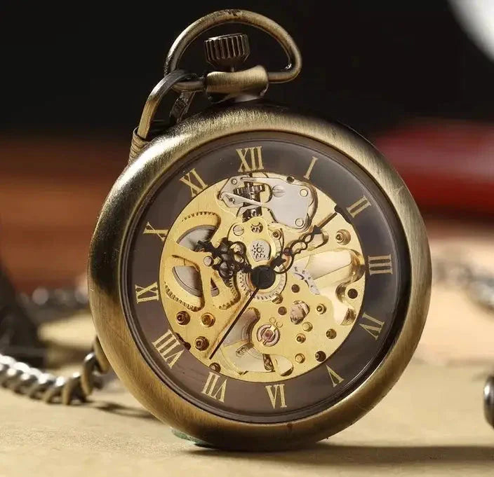 Royal Bronze Skeleton Pocket Watch