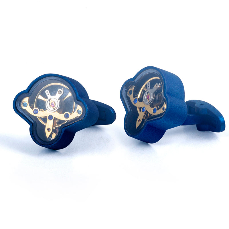 Tourbillon Cufflinks Movement Gear Cufflinks-Small cufflinks with moving movement