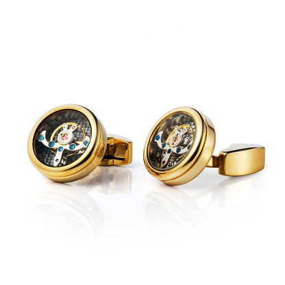 Tourbillon Cufflinks Movement Gear Cufflinks-Small cufflinks with moving movement