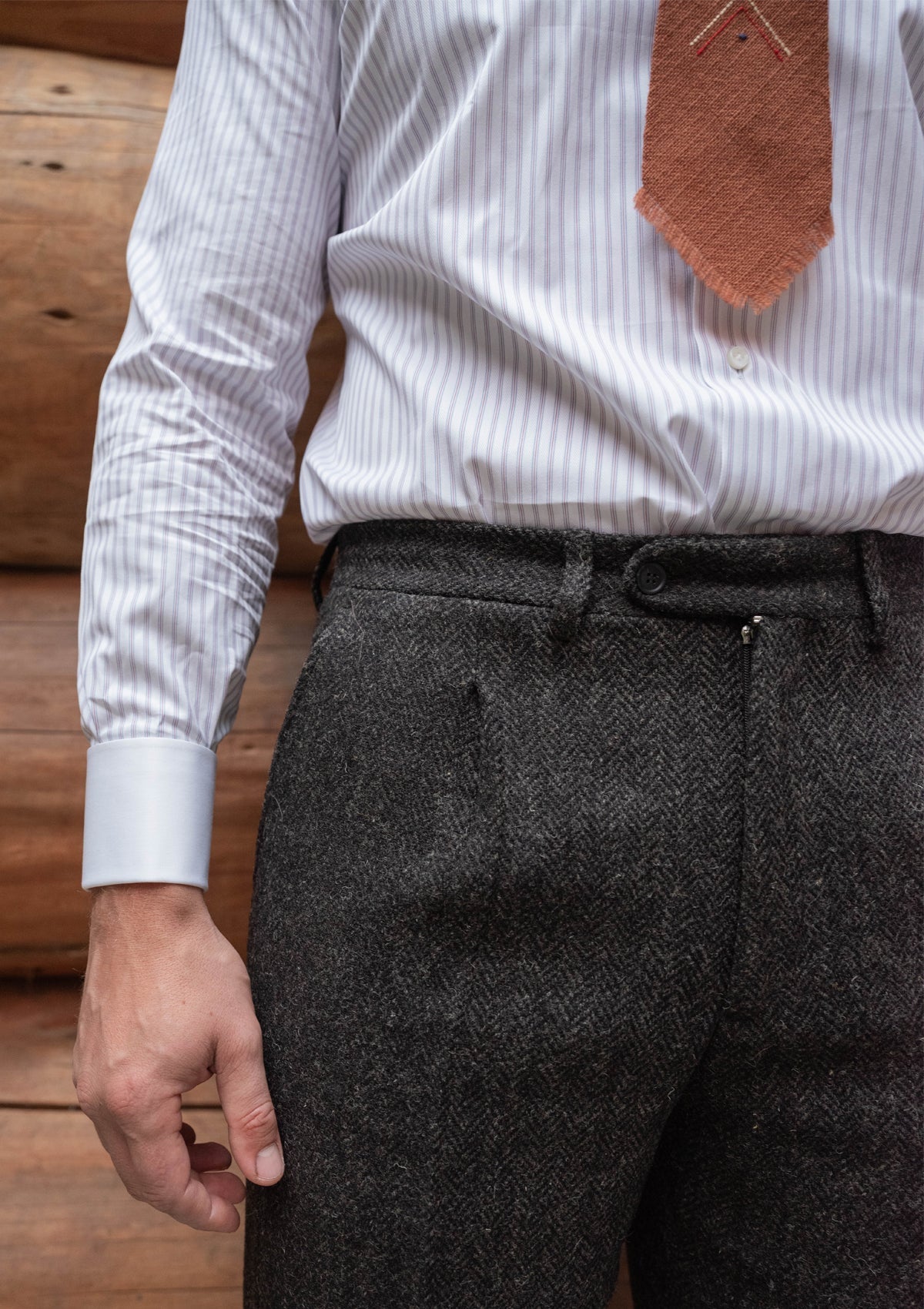 Authentic Scottish tweed Classic Trouser - Charcoal Herringbone