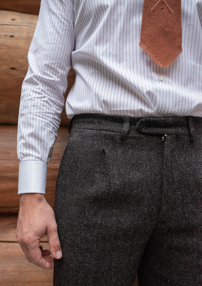 Authentic Scottish tweed Classic Trouser - Charcoal Herringbone