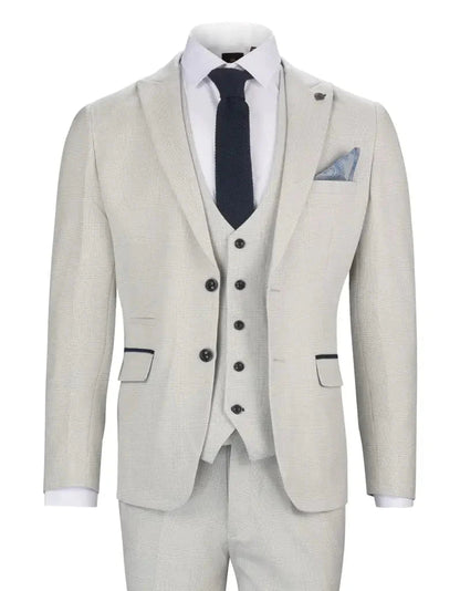 White Checkered 3-Piece Suit for Men – Elegant Wedding & Party Outfit