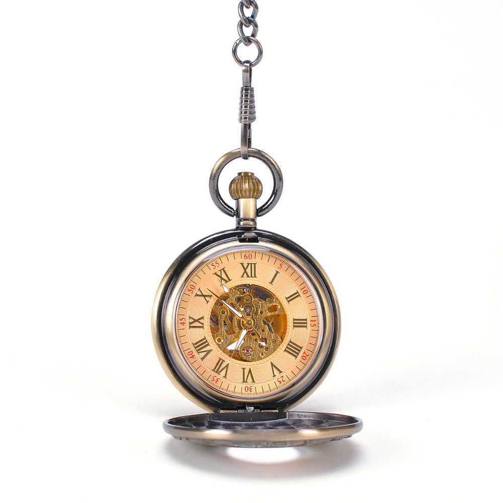 The Patina Courier - Bronze Skeleton Roman Pocket Watch