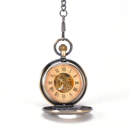 The Patina Courier - Bronze Skeleton Roman Pocket Watch