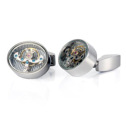 Tourbillon Cufflinks Movement Gear Cufflinks-Small cufflinks with moving movement