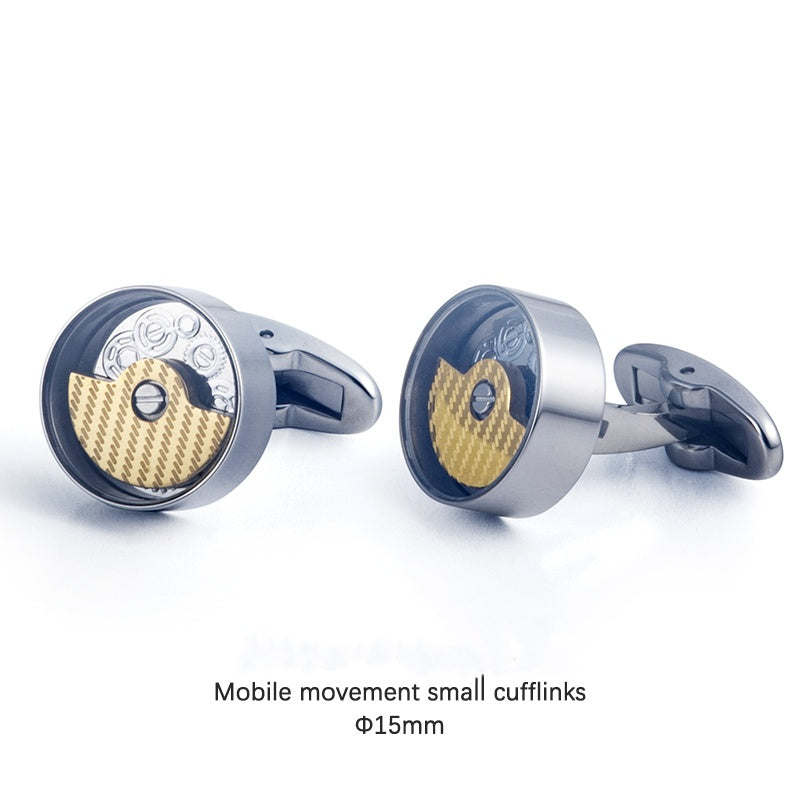 Tourbillon Cufflinks Movement Gear Cufflinks-Small cufflinks with moving movement