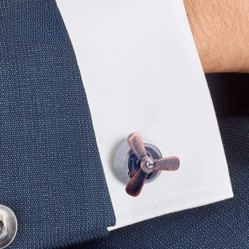 3D Rotating Propeller Metal Cufflinks