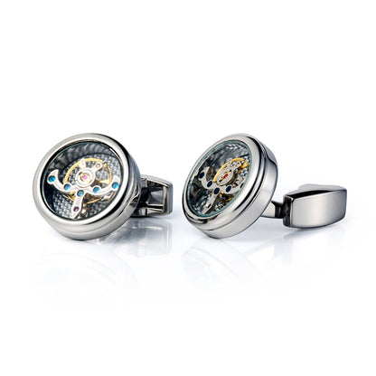 Tourbillon Cufflinks Movement Gear Cufflinks-Small cufflinks with moving movement