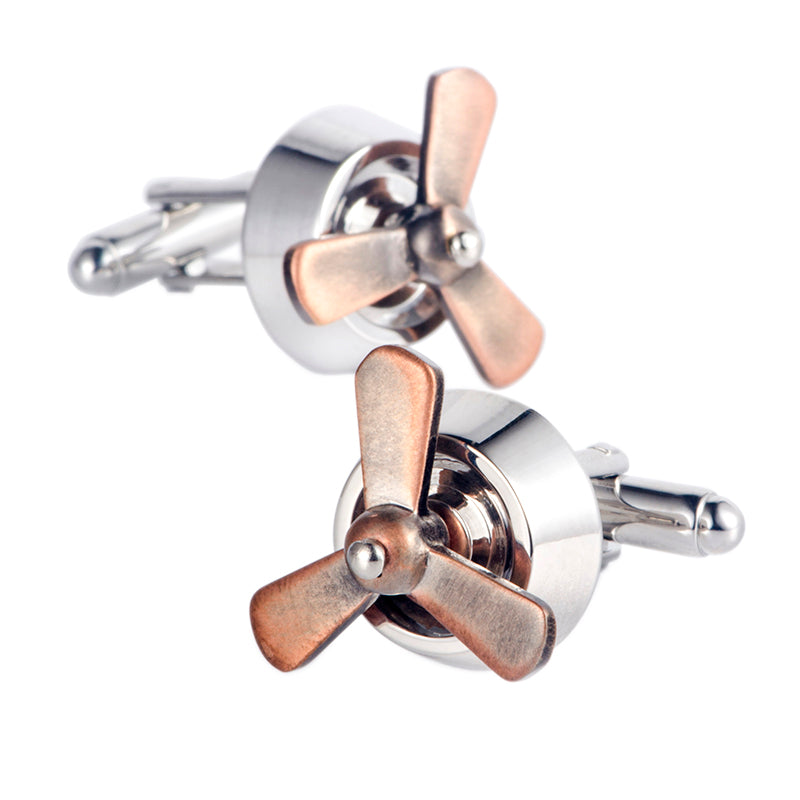 3D Rotating Propeller Metal Cufflinks
