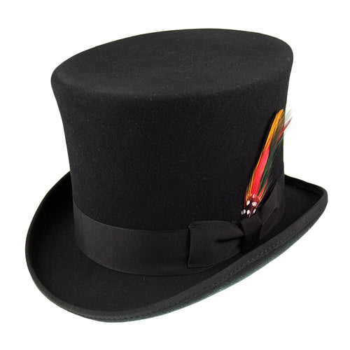 Abraham Lincoln Victorian High-Crowned Wool Top Hat - Black