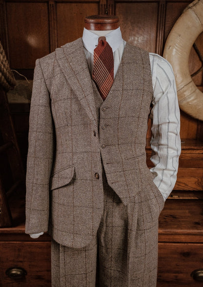 Classic Brockman Scotch Waistcoat - Light Grey & Cinnamon Check