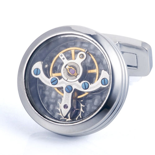 Tourbillon Cufflinks Movement Gear Cufflinks-Small cufflinks with moving movement
