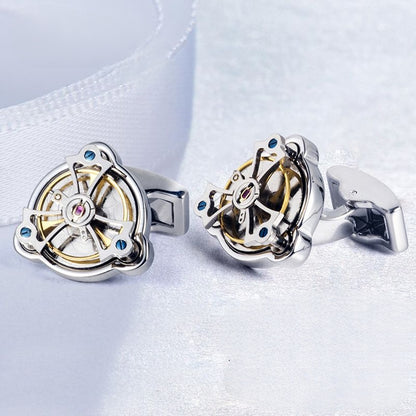 Tourbillon Cufflinks Movement Gear Cufflinks-Small cufflinks with moving movement
