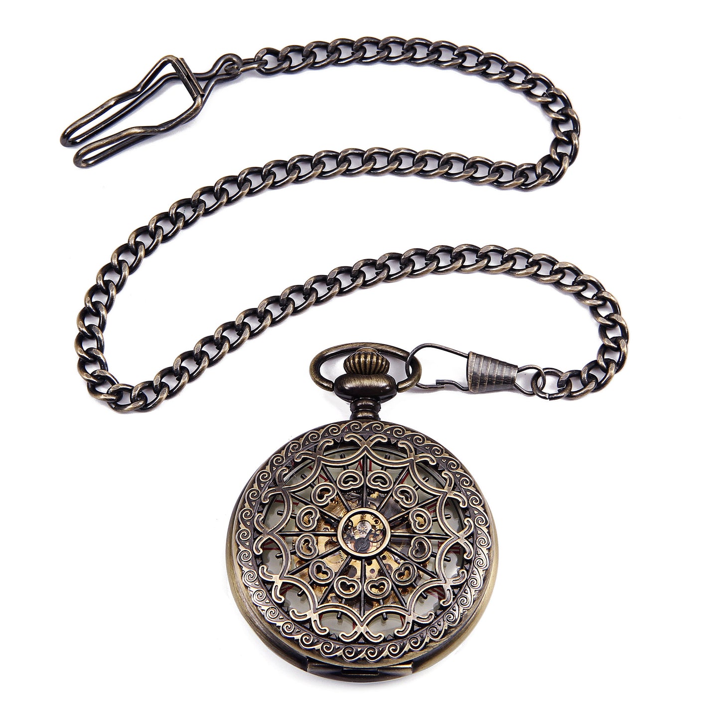 Vermilion Bronze - Skeletonized Roman Numeral Pocket Watch