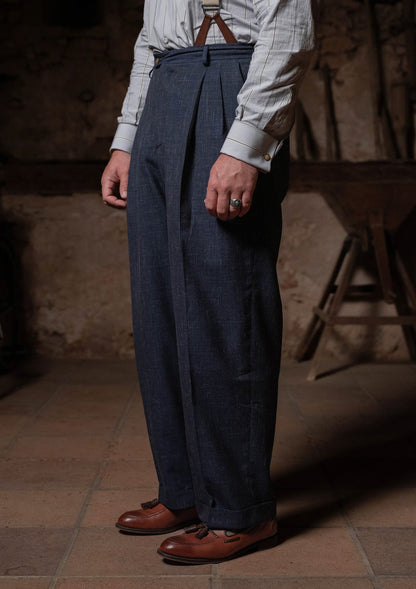 Classic Trouser - Navy Fleck Hopsack