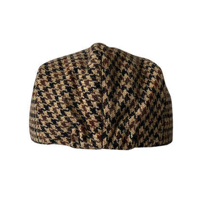 THE PEAKED Marl Flat Hat Chidori Grid-Harris Tweed