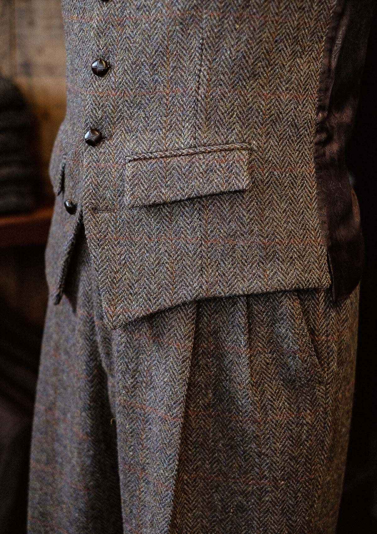 Edison Harris Tweed Waistcoat - Brown Check