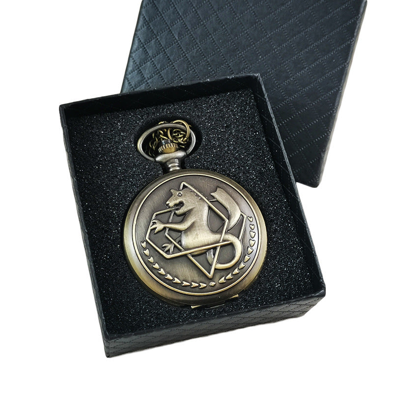Fullmetal Alchemist Sea Horse Pocket Watch Snake-shaped Pendant Gift Box Packaging