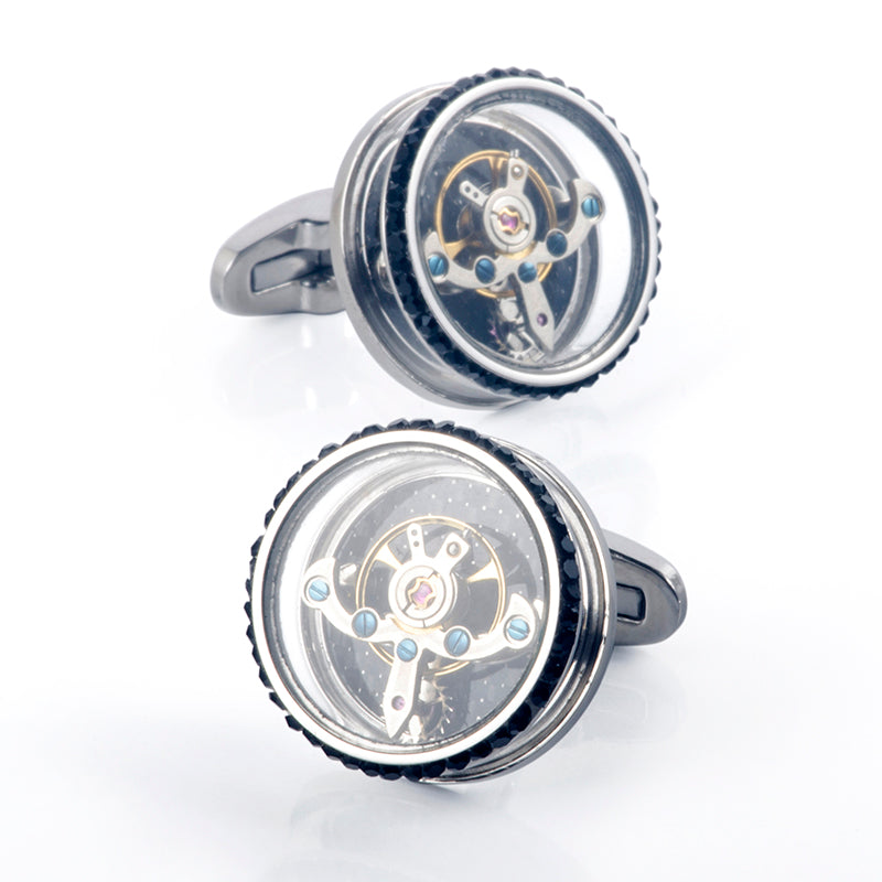Automatic Gear-Rotating Movement Cufflinks