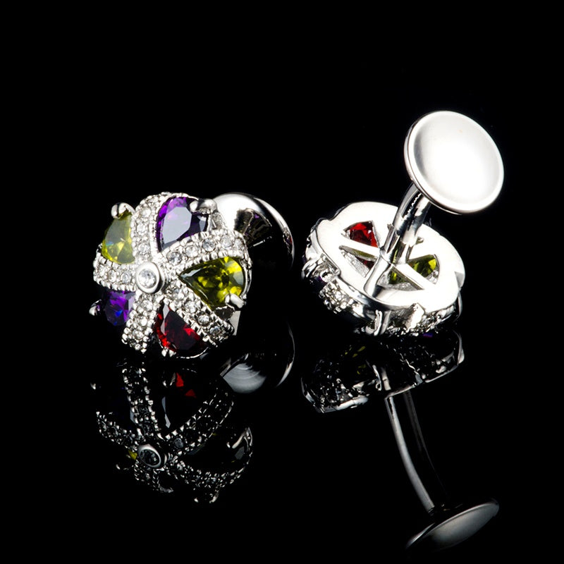 Prismatic Elegance: Crystal & White Diamond Cufflinks