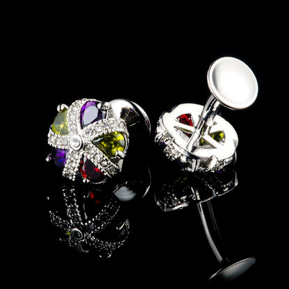 Prismatic Elegance: Crystal & White Diamond Cufflinks
