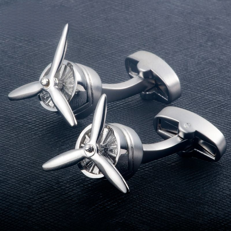 3D Rotating Propeller Metal Cufflinks