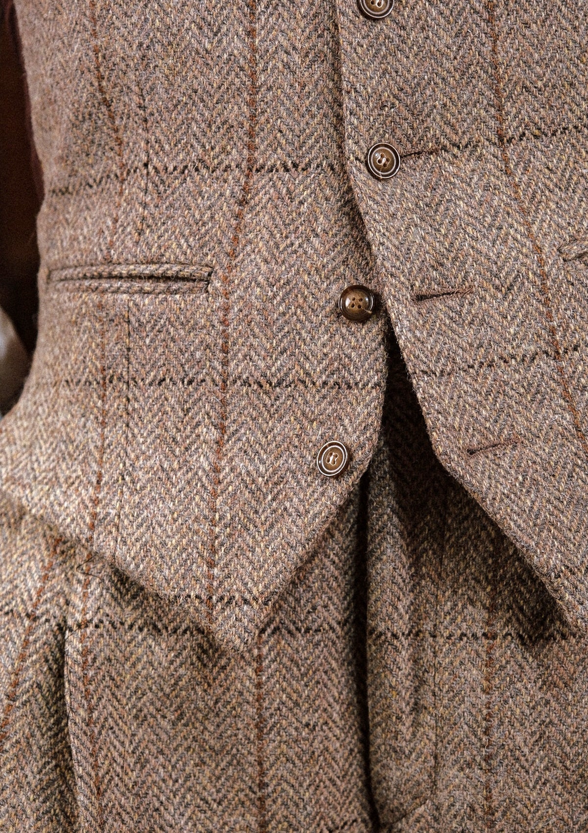 Classic Brockman Scotch Waistcoat - Light Grey & Cinnamon Check